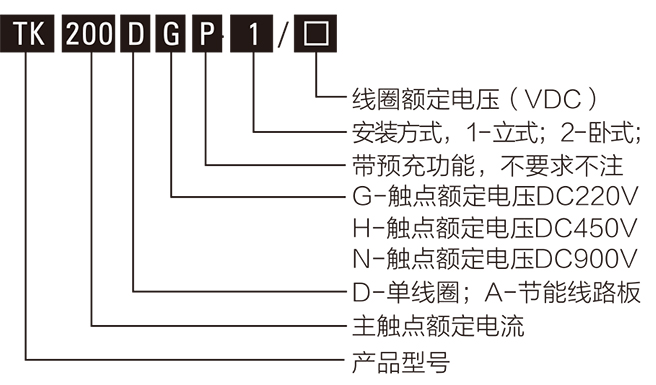 帶預(yù)充直流接觸器型號含義