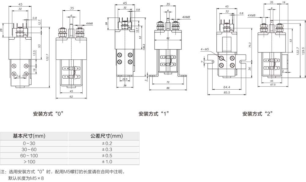 直流接觸器型號(hào)尺寸圖